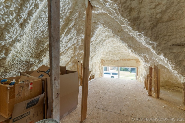 view of unfinished attic