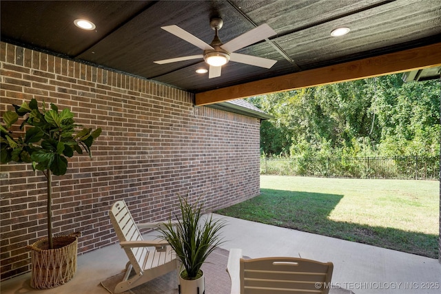 view of patio with ceiling fan