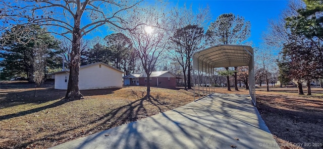 exterior space featuring a carport