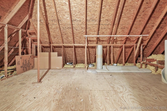 view of unfinished attic