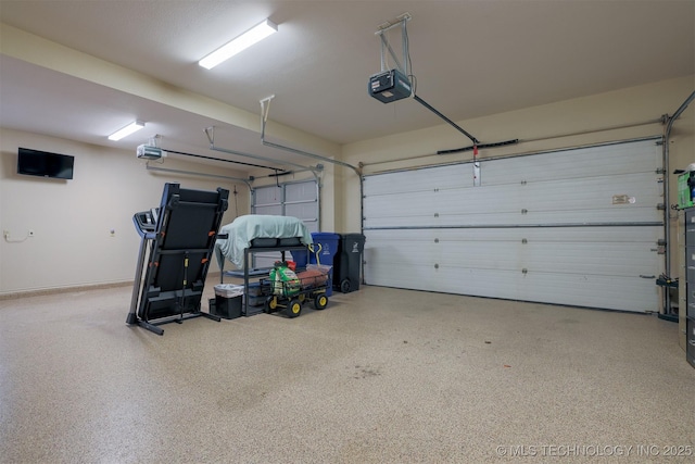 garage with a garage door opener