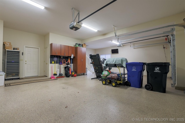 garage with a garage door opener