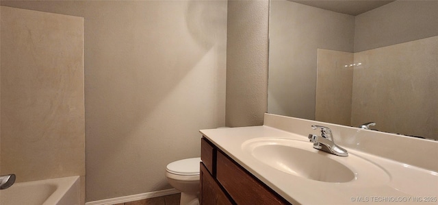 full bathroom with vanity, shower / bathing tub combination, and toilet