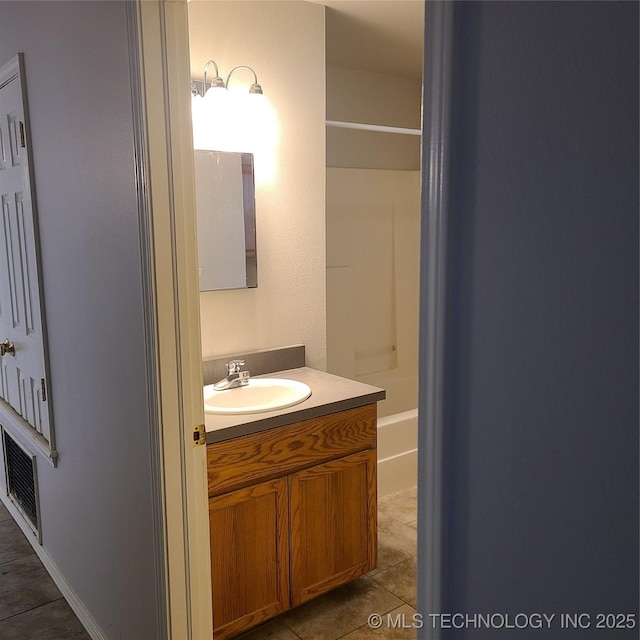 bathroom featuring tile patterned flooring and vanity