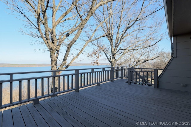 deck with a water view