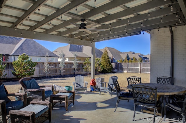 view of patio / terrace featuring ceiling fan