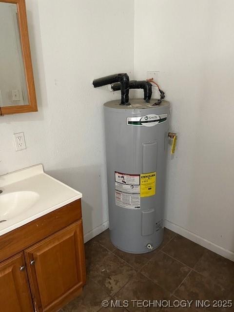 utility room with sink and water heater