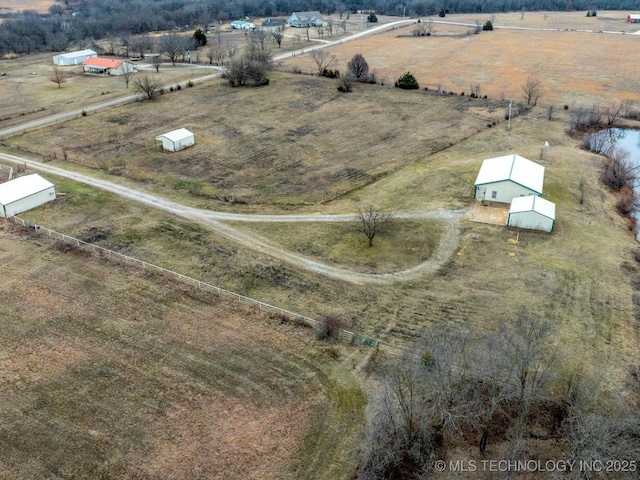 drone / aerial view with a rural view