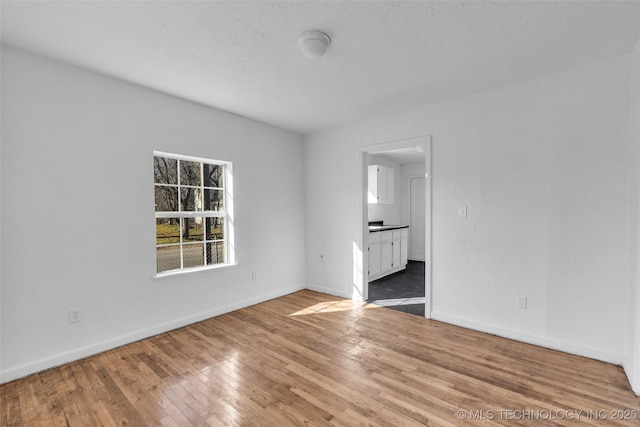 empty room with light hardwood / wood-style flooring