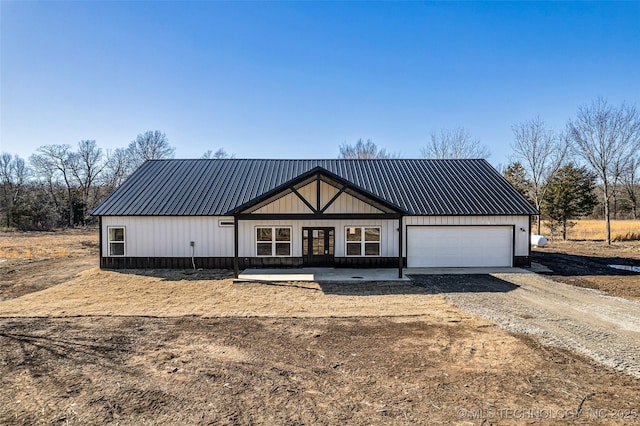 modern farmhouse with a garage