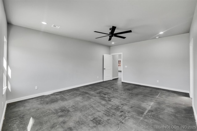 unfurnished room with ceiling fan