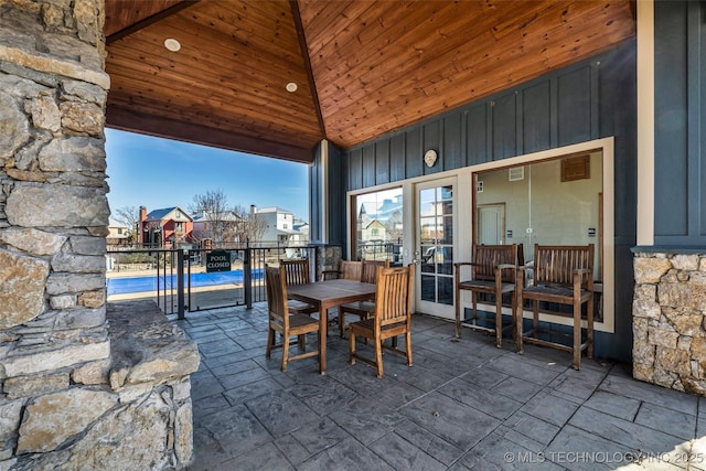 view of patio / terrace featuring a fenced in pool