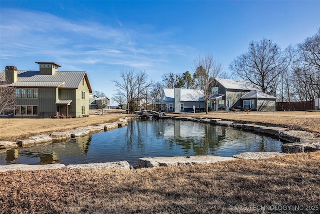 exterior space featuring a water view