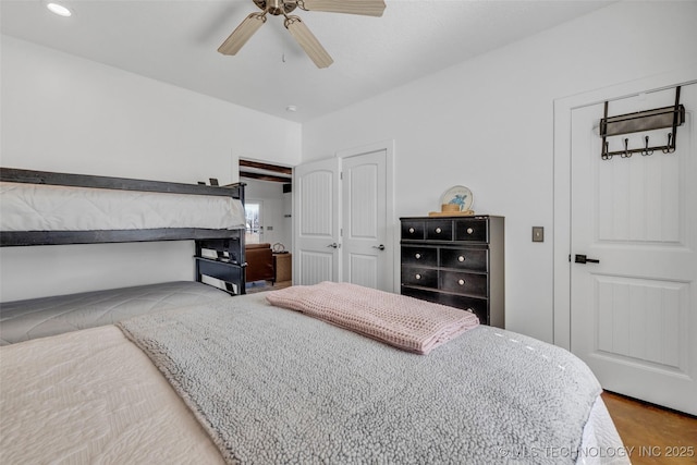 bedroom featuring ceiling fan