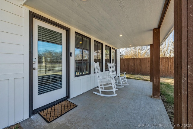 view of patio featuring covered porch