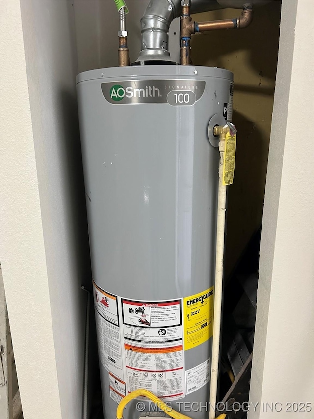 utility room with gas water heater