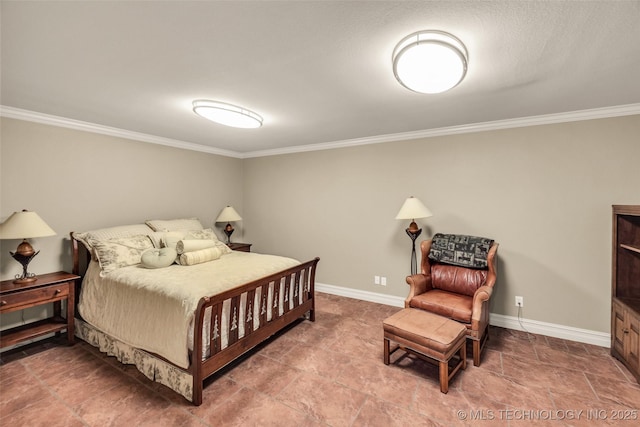 bedroom with crown molding