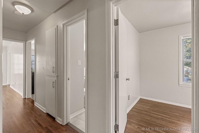 hall with wood-type flooring