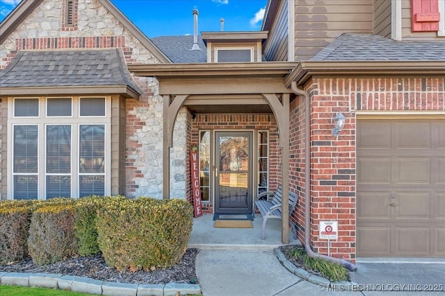 entrance to property with a garage