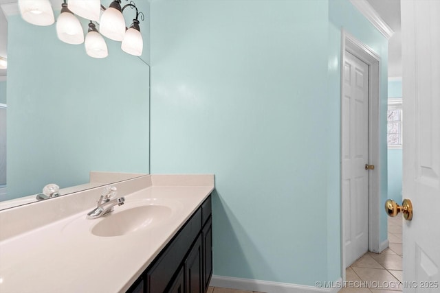 bathroom featuring vanity and tile patterned flooring