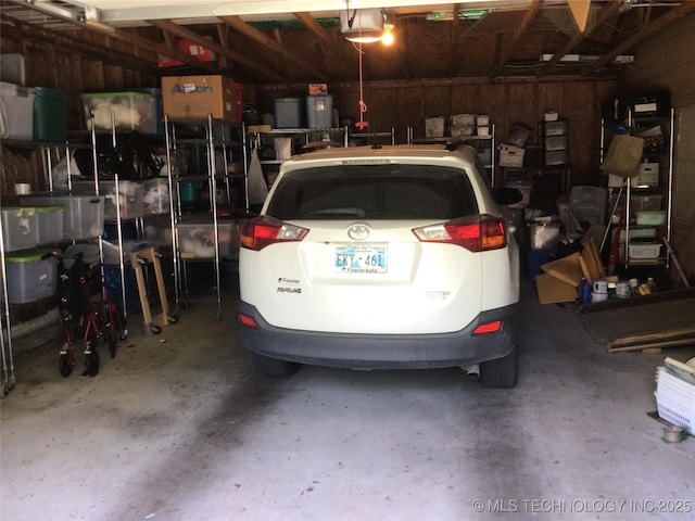 garage with a garage door opener