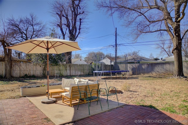 view of patio with a trampoline