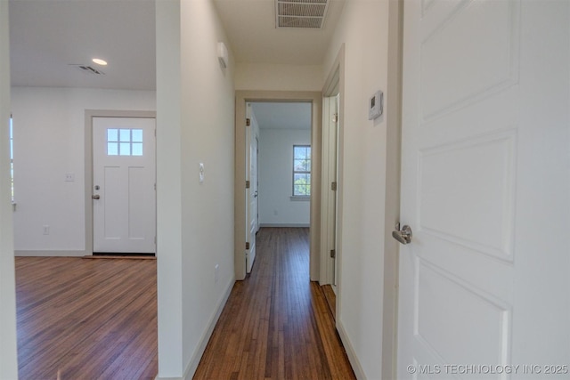 hall featuring dark hardwood / wood-style flooring