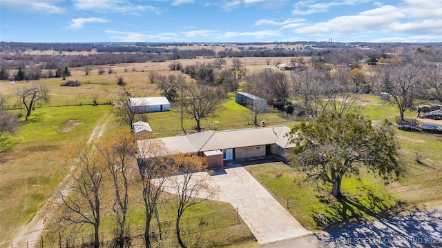 drone / aerial view with a rural view