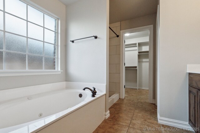 bathroom with vanity and tile patterned floors