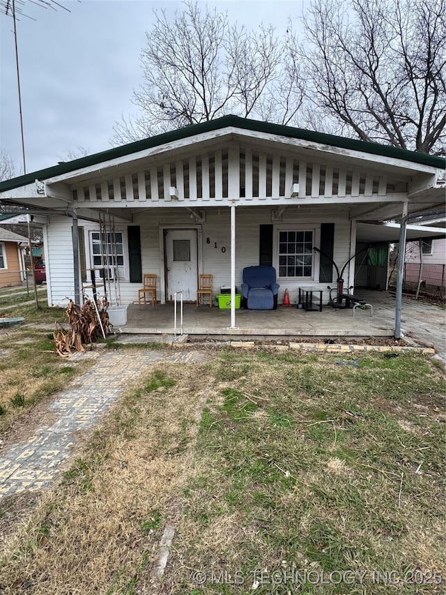 view of front of home with a patio