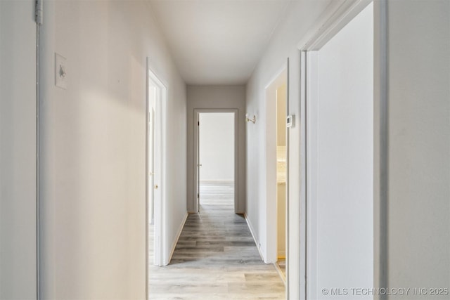 hallway featuring light wood-type flooring