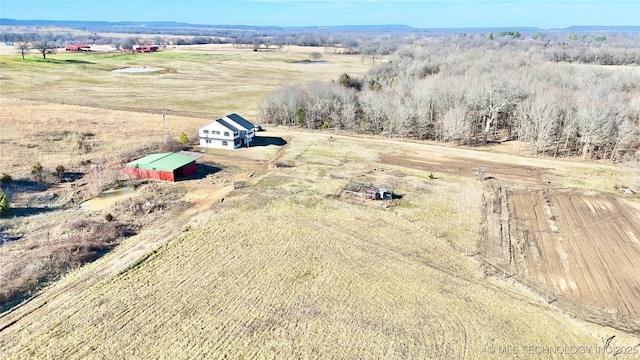 aerial view featuring a rural view