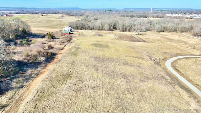 birds eye view of property with a rural view