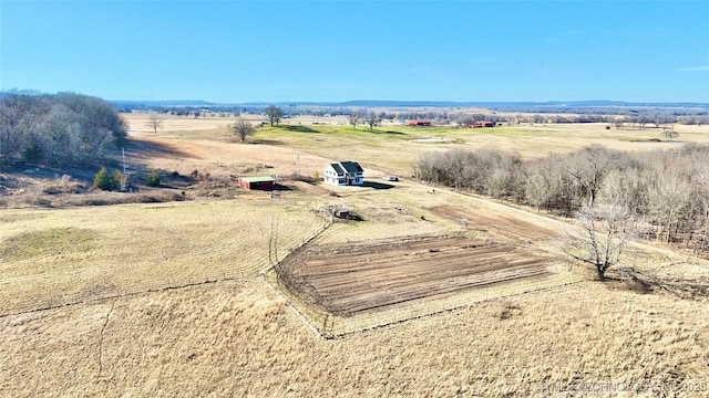 aerial view featuring a rural view