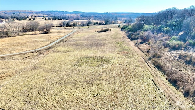 bird's eye view with a mountain view and a rural view