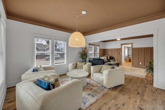 living room featuring light hardwood / wood-style flooring