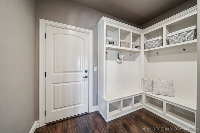 mudroom featuring dark hardwood / wood-style flooring