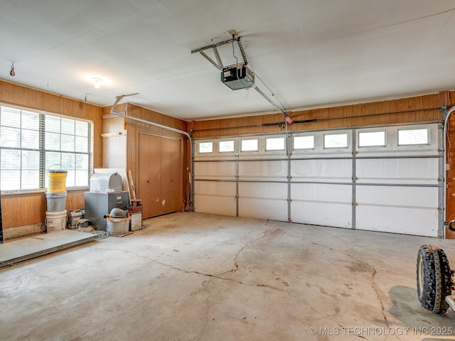 garage with a garage door opener