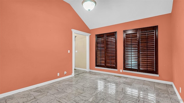 interior space featuring vaulted ceiling