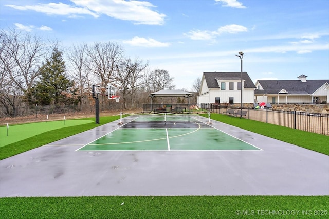 view of basketball court with a gazebo