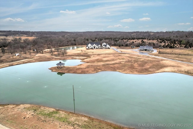 bird's eye view featuring a water view