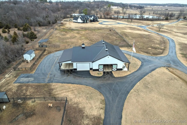 aerial view with a rural view