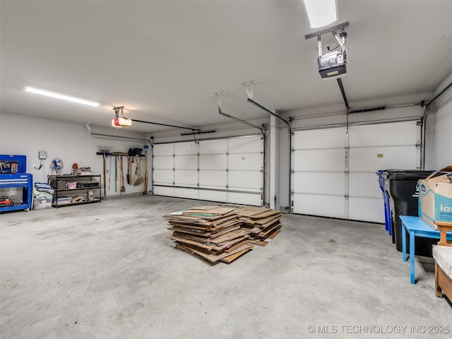 garage with a garage door opener