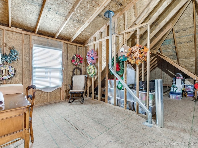 view of unfinished attic