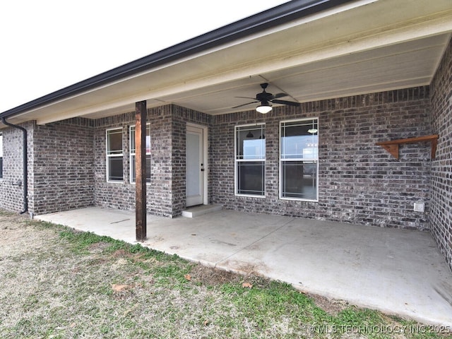 view of patio / terrace featuring ceiling fan