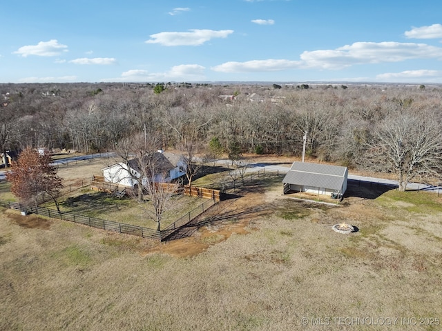 drone / aerial view with a rural view