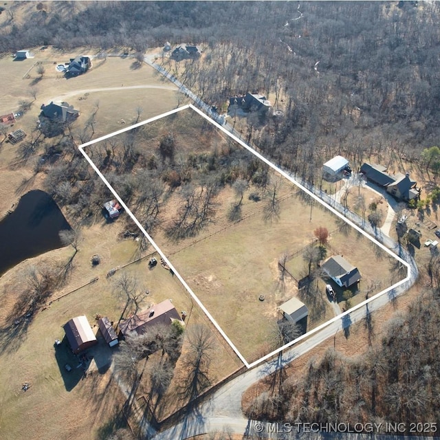 aerial view with a rural view