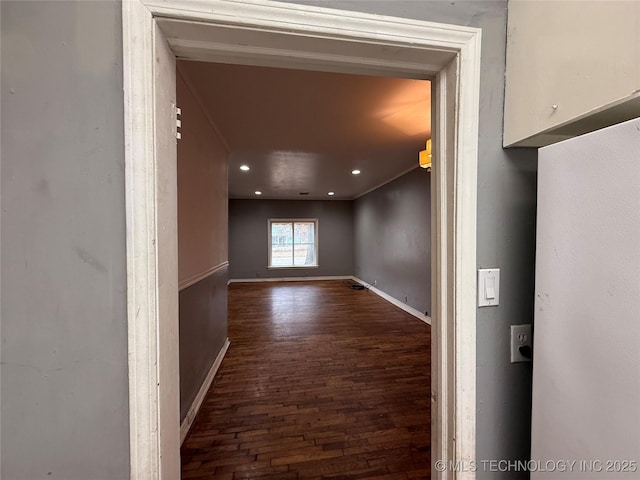 hall featuring dark hardwood / wood-style floors