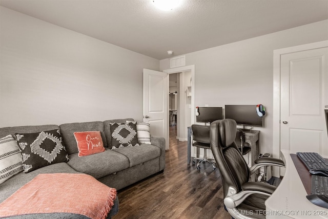 office space featuring dark hardwood / wood-style flooring