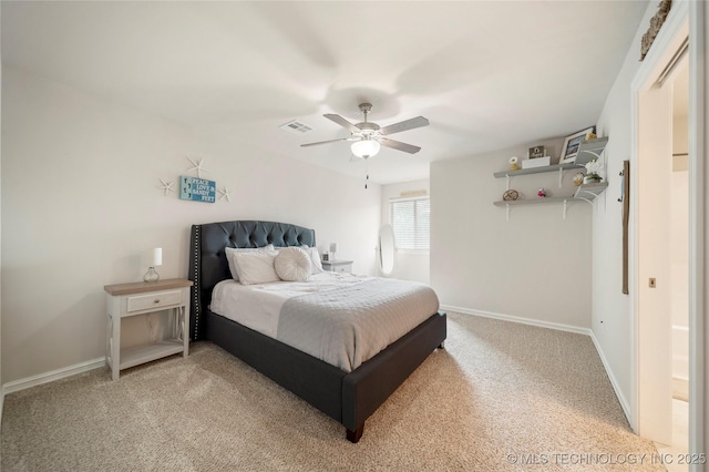 bedroom with carpet floors and ceiling fan